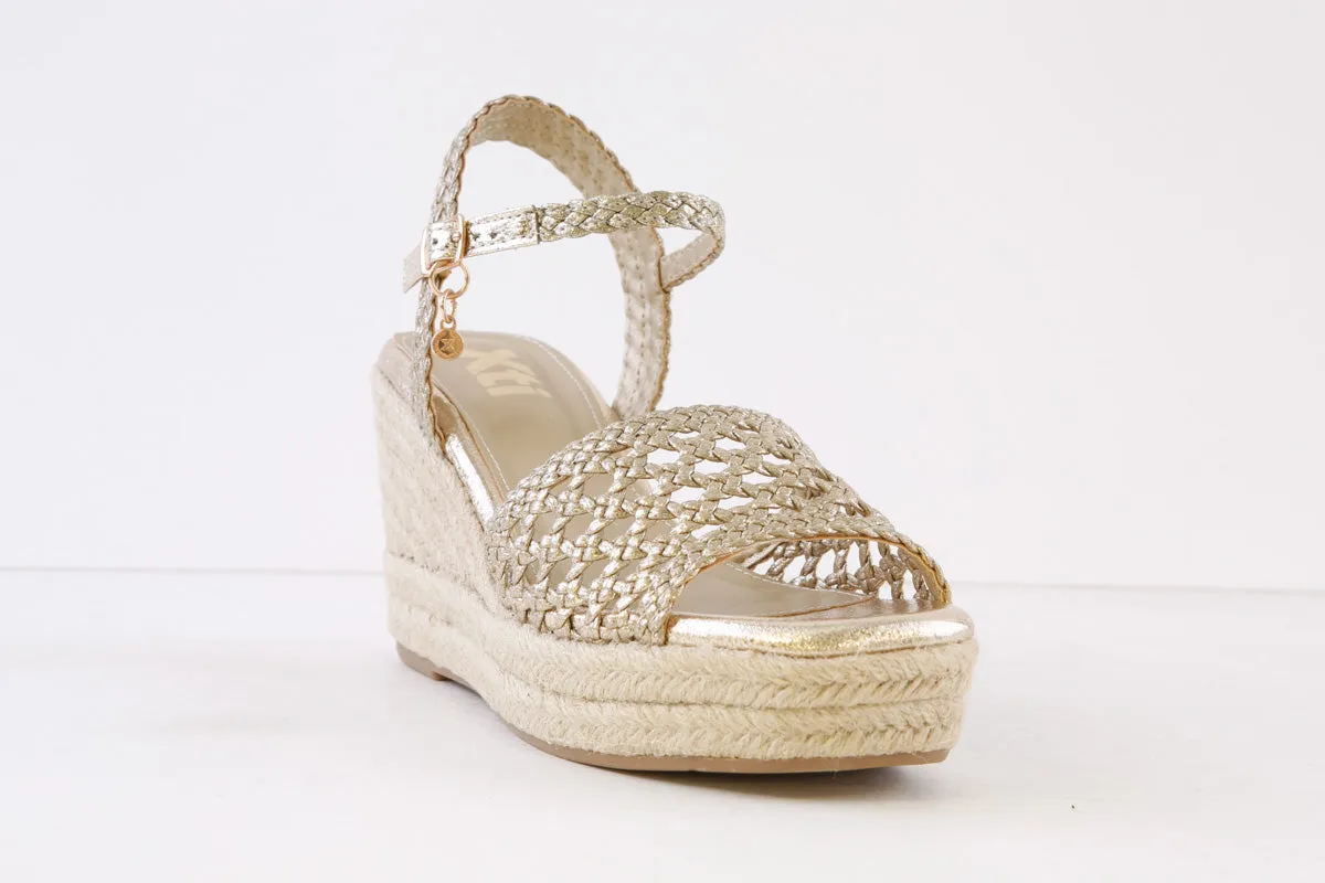XTI - 142747 HIGH HEEL ESPADRILLE SANDAL - GOLD
