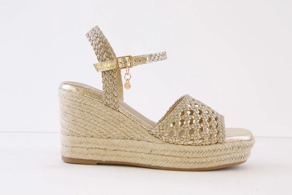 XTI - 142747 HIGH HEEL ESPADRILLE SANDAL - GOLD