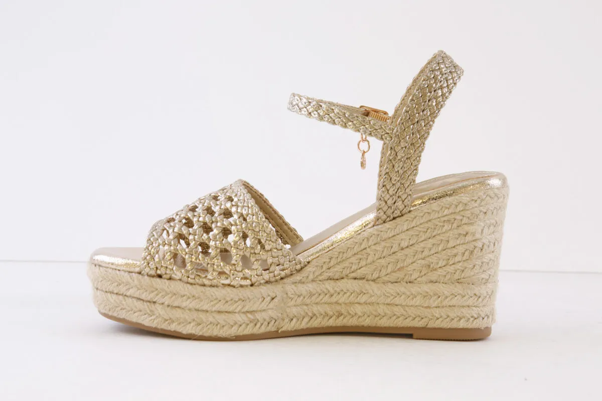 XTI - 142747 HIGH HEEL ESPADRILLE SANDAL - GOLD