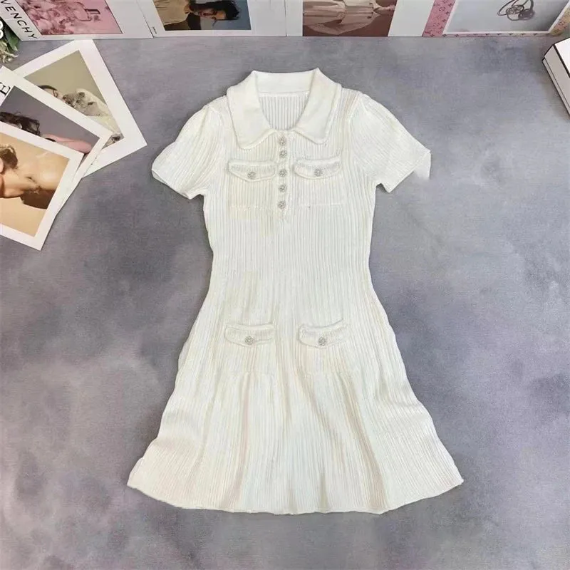 Y2K Fashion Polo Neck Knitted Dress