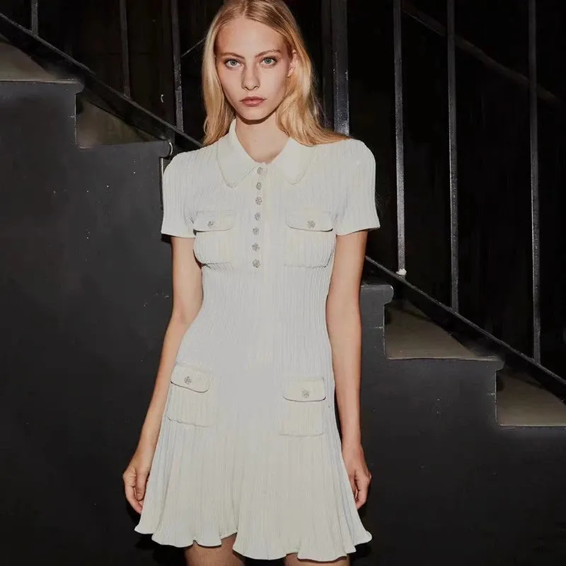 Y2K Fashion Polo Neck Knitted Dress