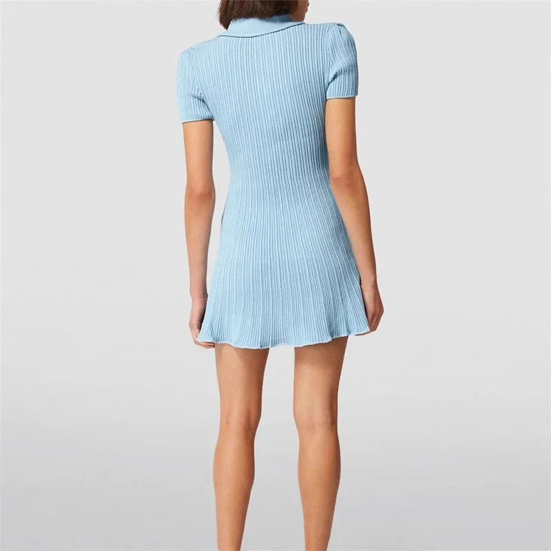 Y2K Fashion Polo Neck Knitted Dress