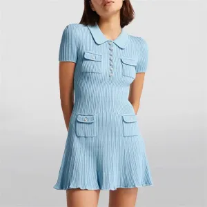 Y2K Fashion Polo Neck Knitted Dress