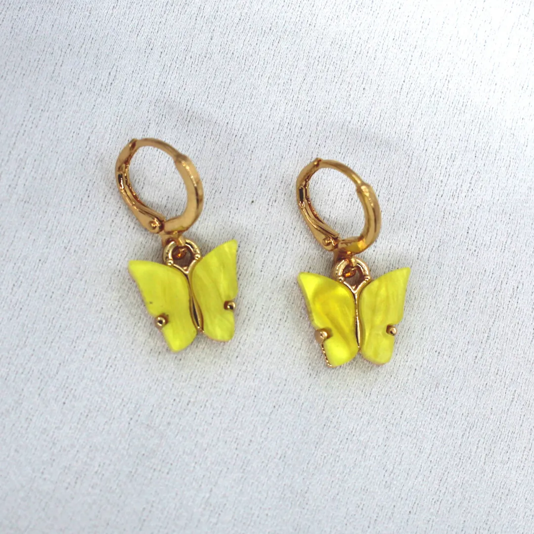 Yellow Butterfly Earring Set