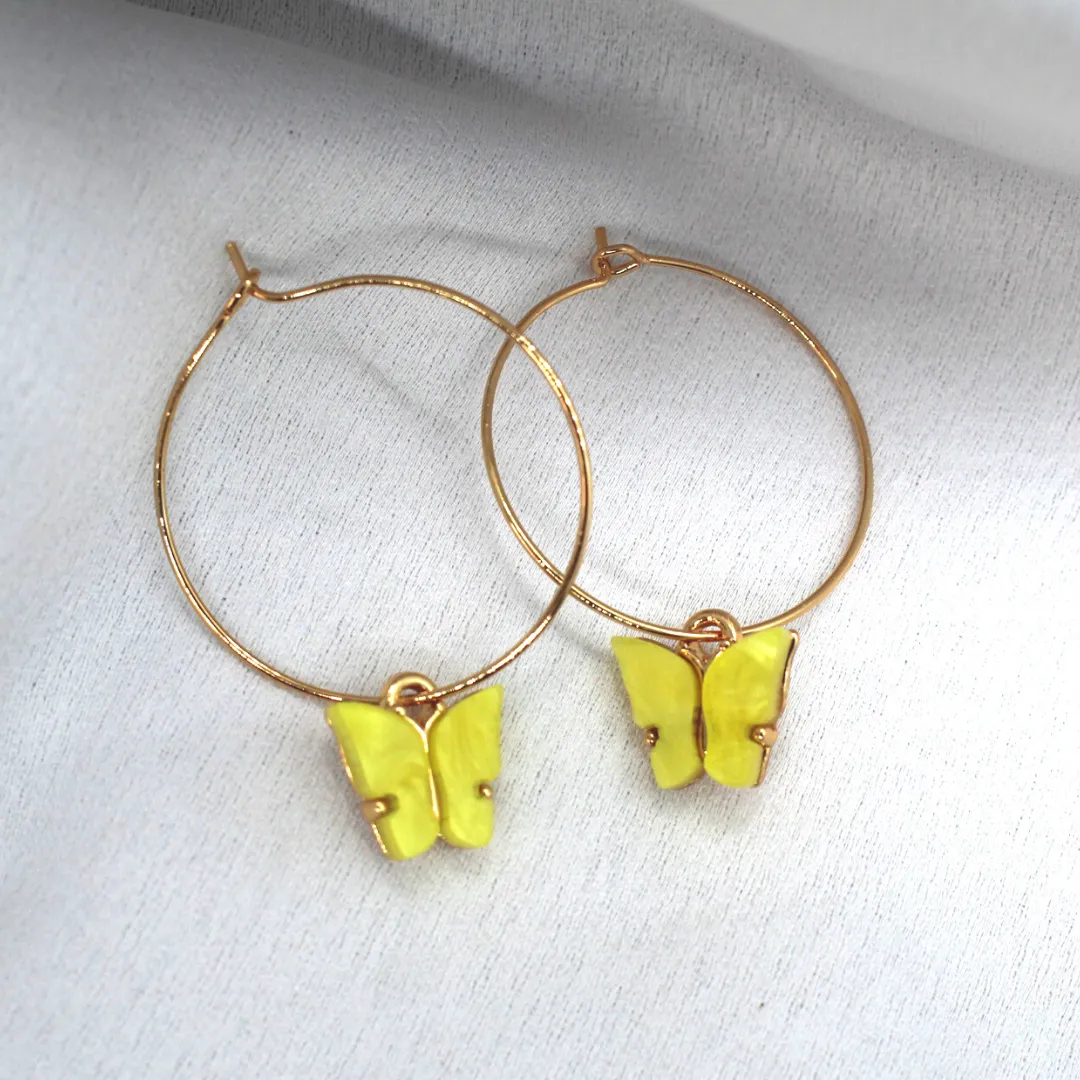Yellow Butterfly Earring Set
