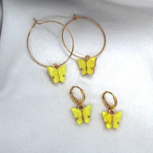 Yellow Butterfly Earring Set