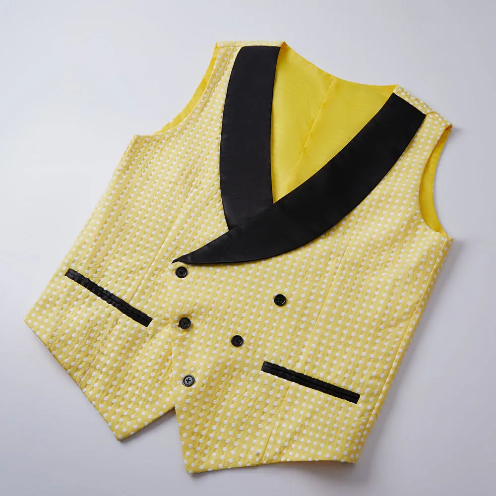Yellow Dot Shawl Lapel Wedding Groom Suits for Sale