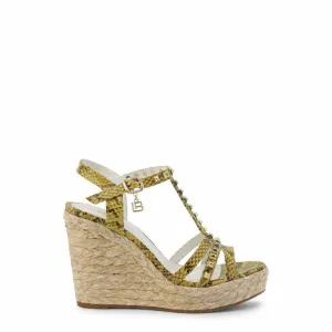Yellow Snakeskin Wedge Sandals