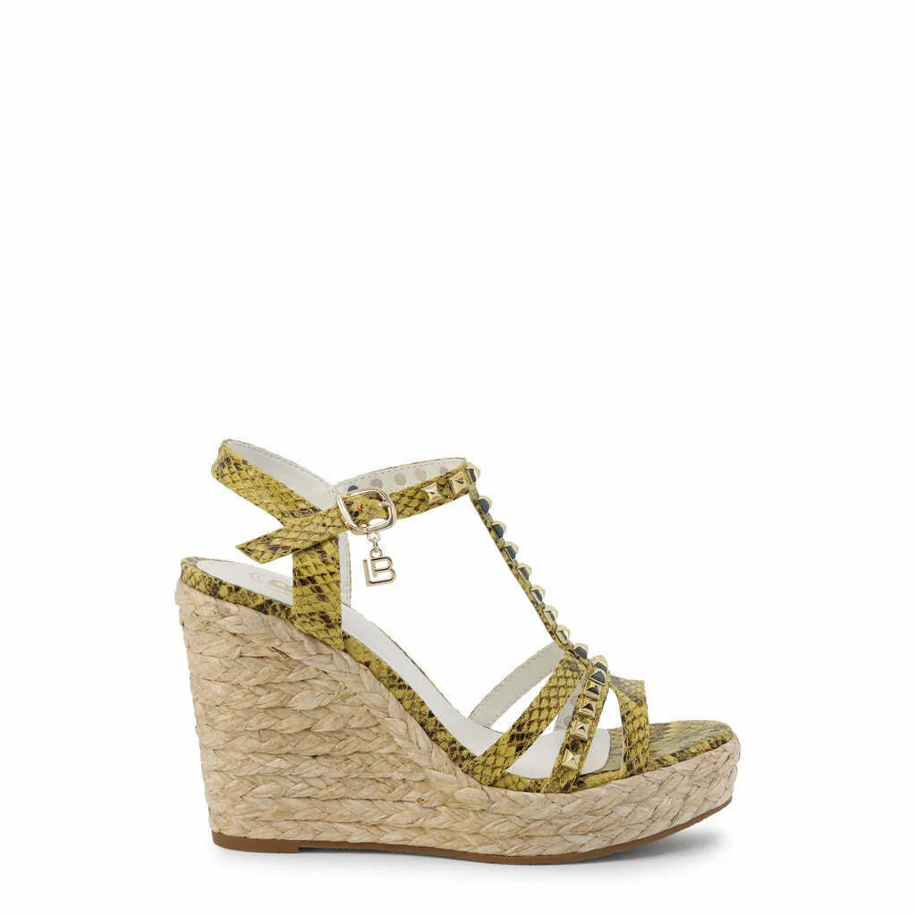 Yellow Snakeskin Wedge Sandals
