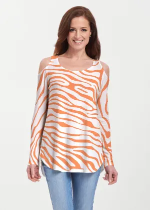 Zebra Orange (7042) ~ Butterknit Cold Shoulder Tunic