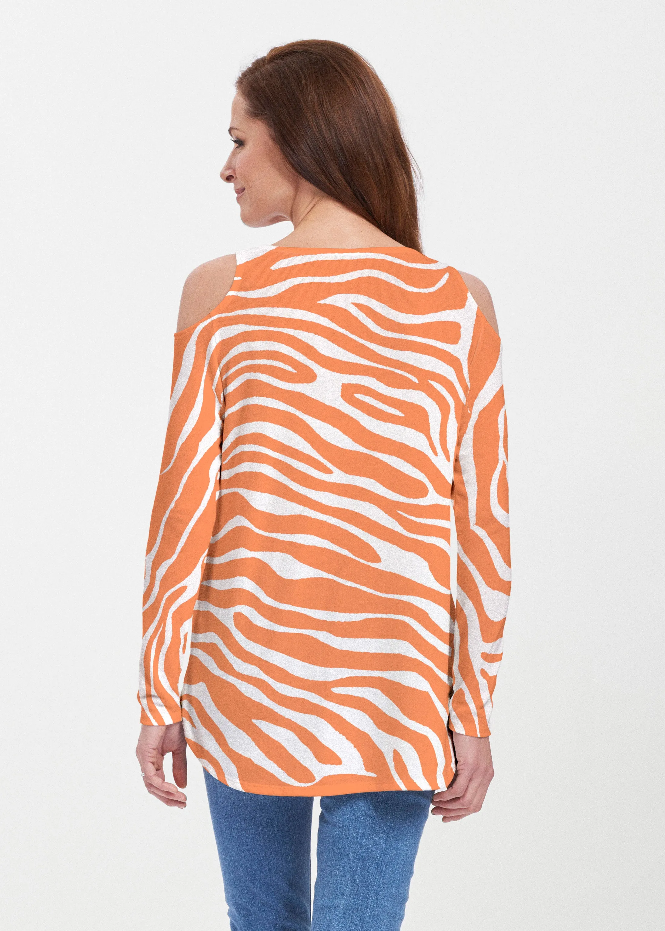 Zebra Orange (7042) ~ Butterknit Cold Shoulder Tunic