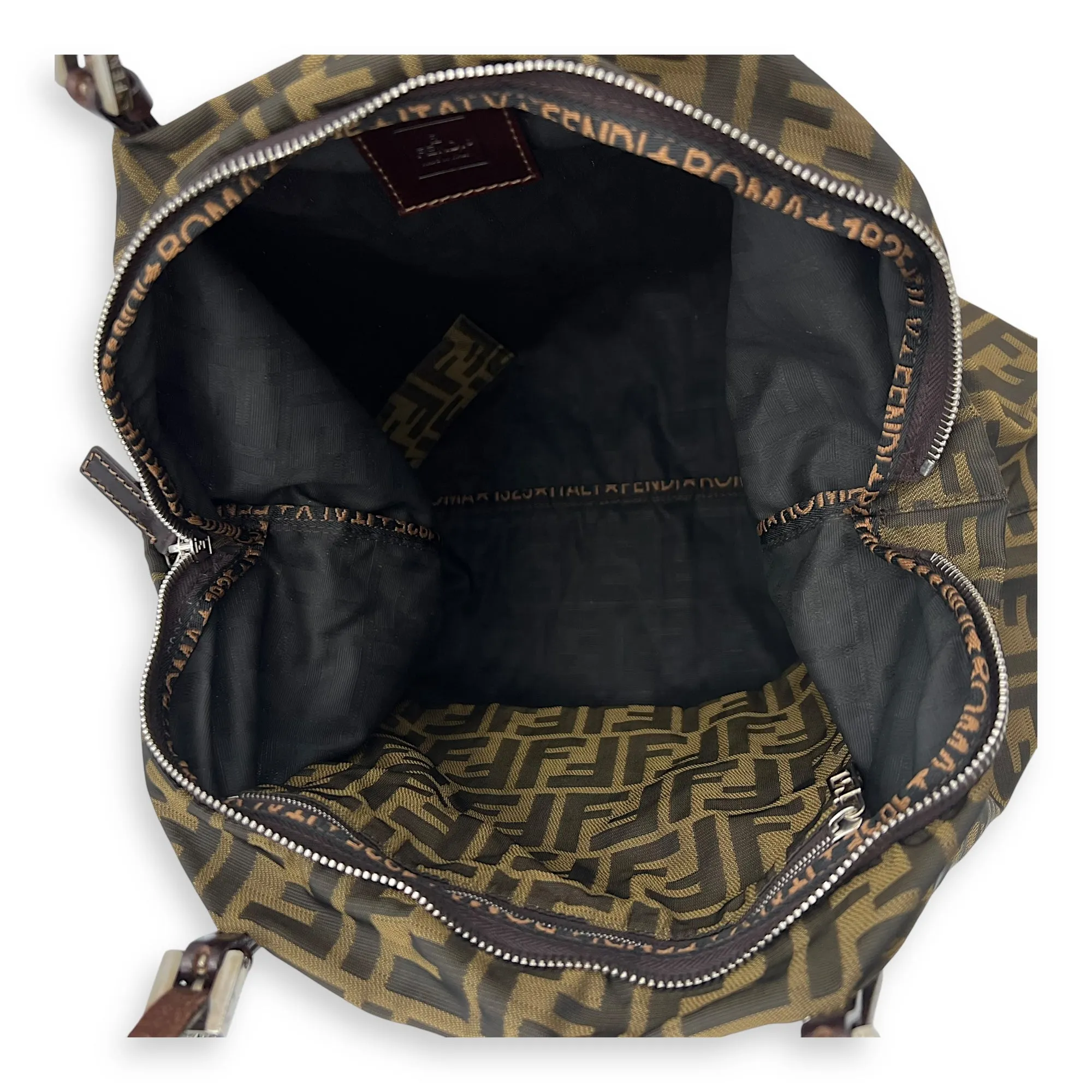 Zucca Tote Bag Brown in Canvas, Silver hardware