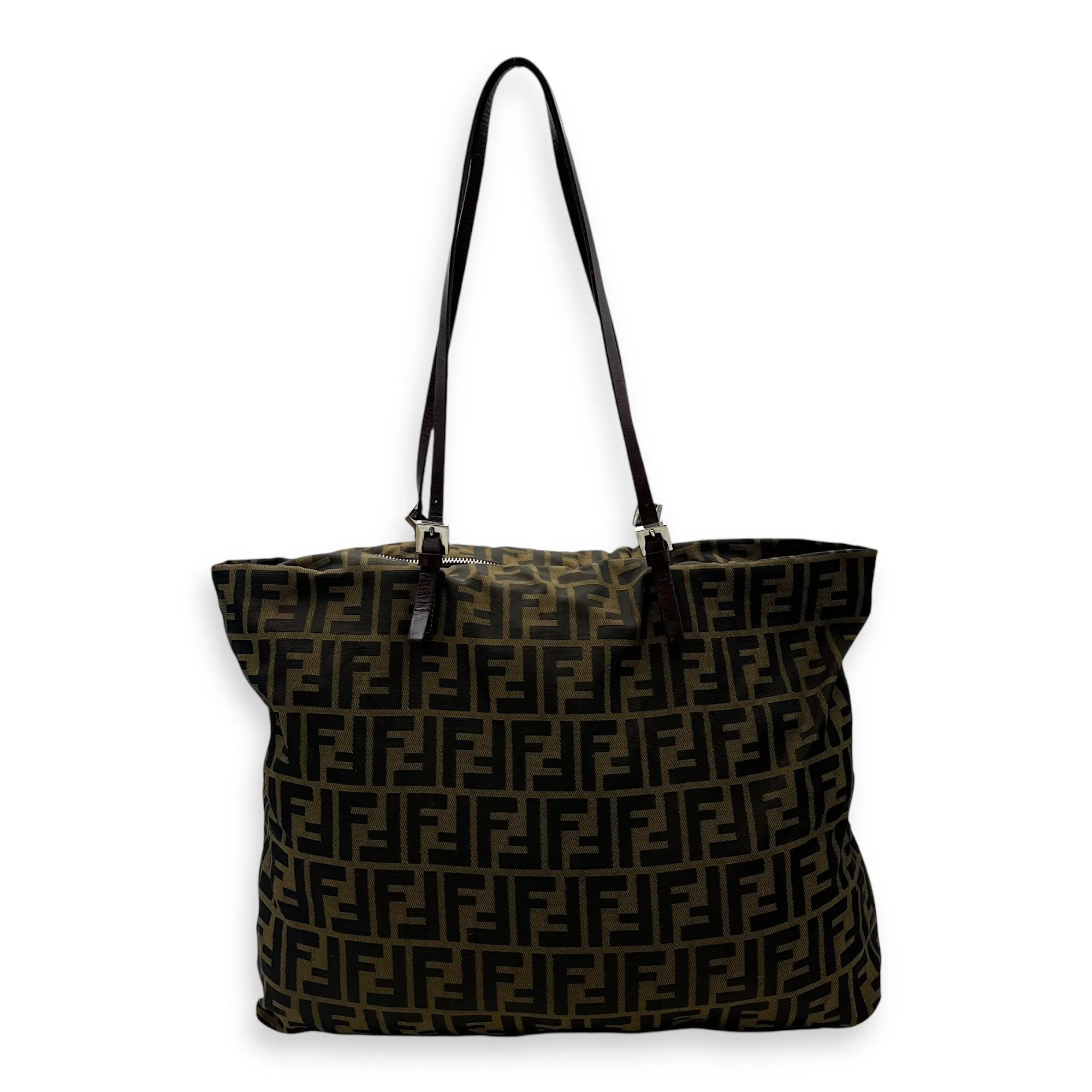 Zucca Tote Bag Brown in Canvas, Silver hardware