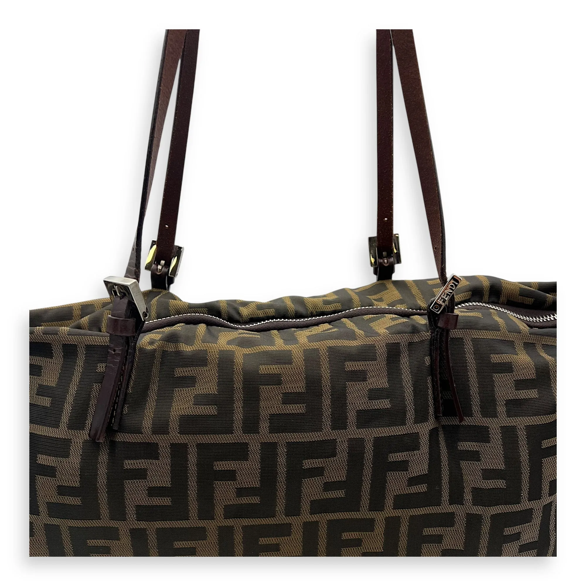 Zucca Tote Bag Brown in Canvas, Silver hardware