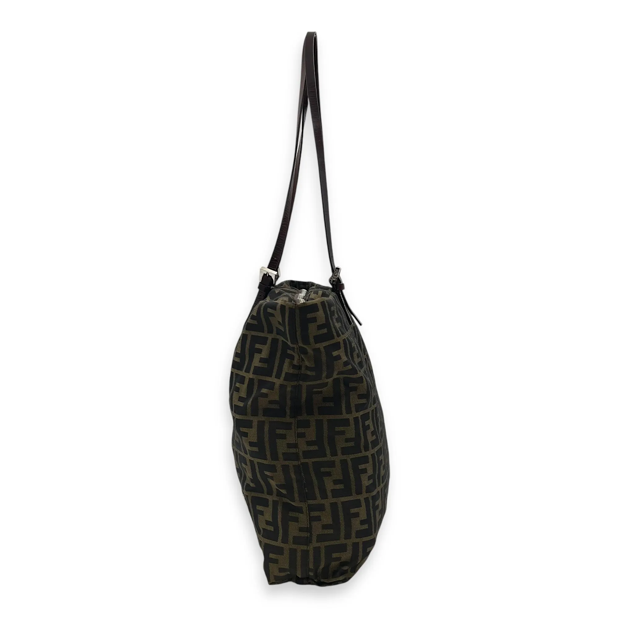 Zucca Tote Bag Brown in Canvas, Silver hardware
