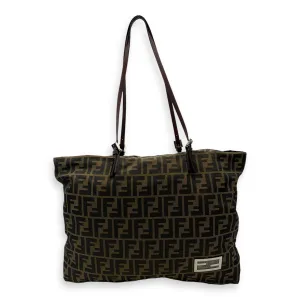 Zucca Tote Bag Brown in Canvas, Silver hardware
